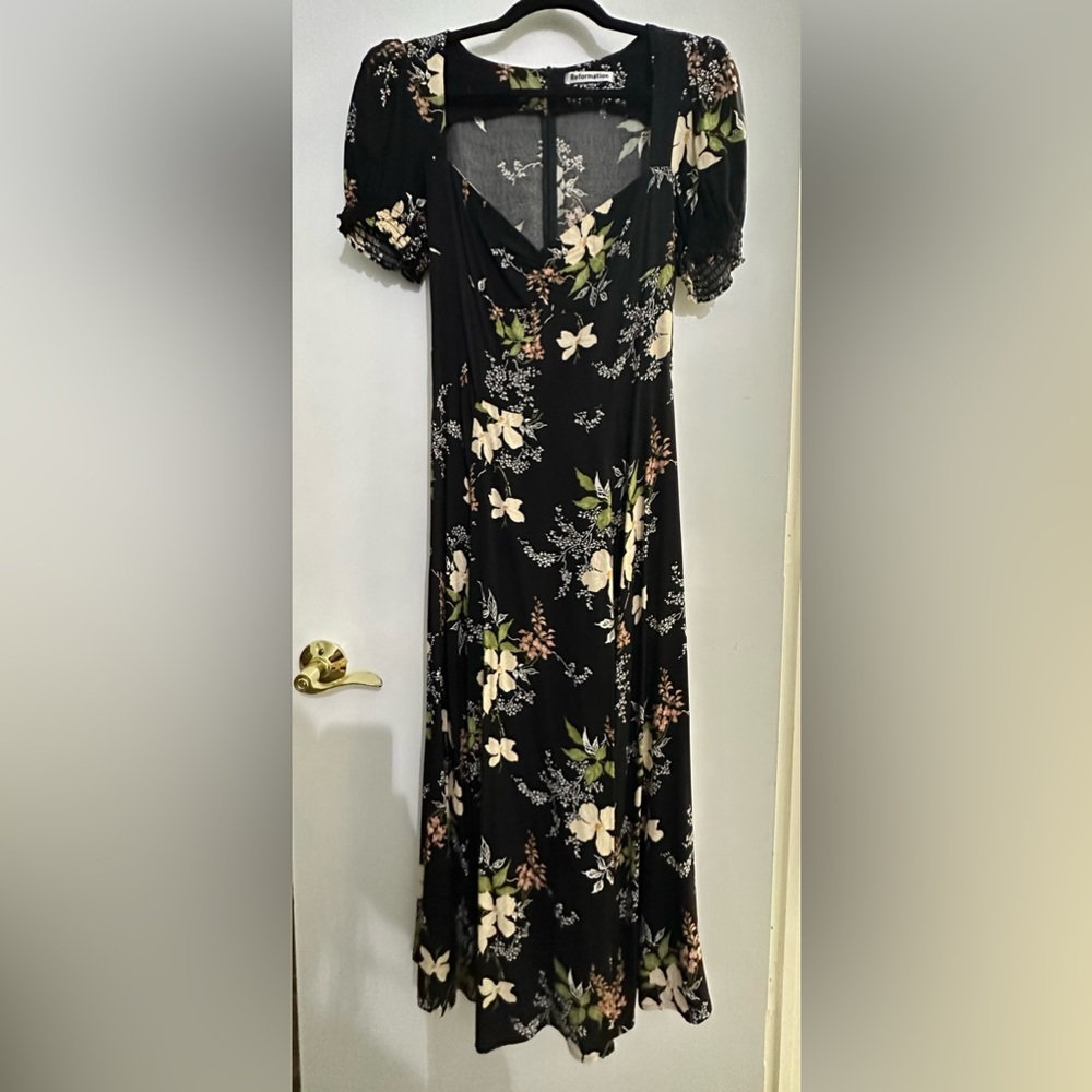 Reformation fitted floral dress.